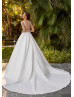 Beaded Ivory Lace Satin Buttons Back Classic Wedding Dress
